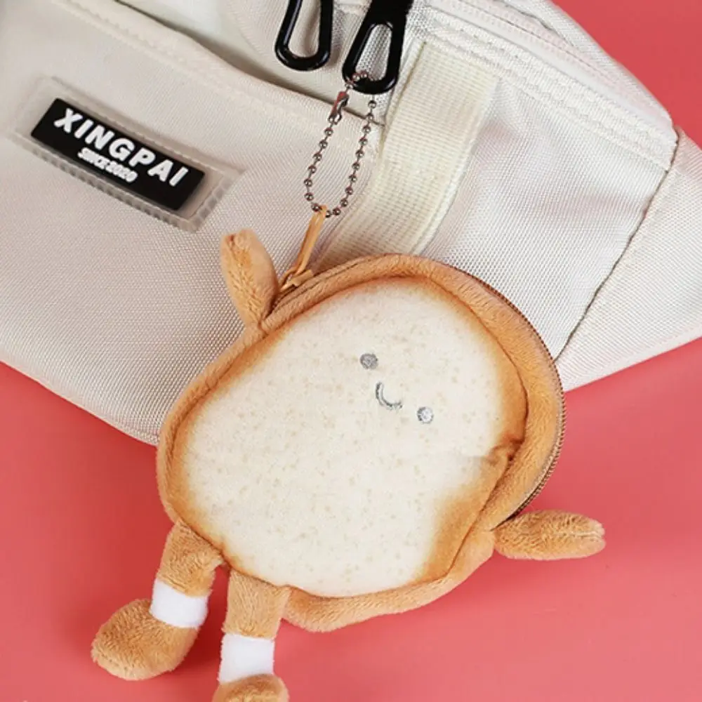 Kawaii Toast Plush Coin Purse Creative Cute Bread Coin Bag Pendant Mini Plush Wallet Card Holder Keyring Students Gifts