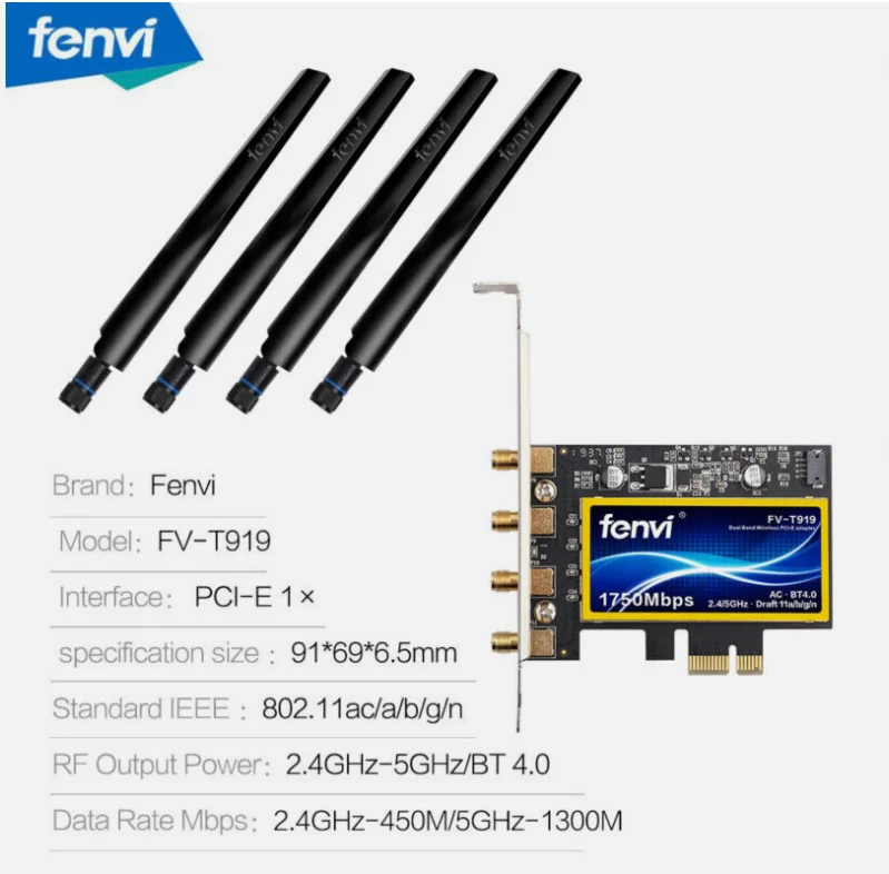 Fenvi T919 MacOS Hackintosh PCI-E WiFi Card wifi Adapter Bluetooth4.0 BCM94360CD