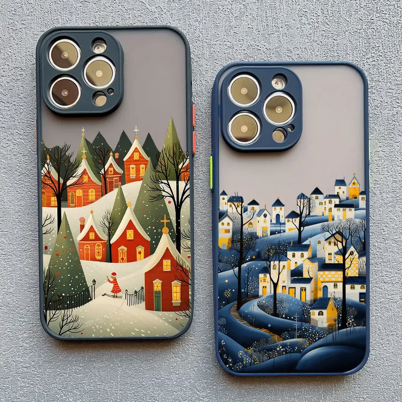 Night Snow Mountain Forest Scenery Phone Case For iPhone 15 14 Pro Max Plus 16 13 12 Mini 11 Pro Max XR XS X 7 8 SE2 Covers image 4