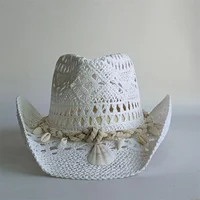 Sombrero de Vaquero Blanco de Paja 2026, Sombrero de Vaquero Occidental, Sombrero de Caballero de Primavera, Sombrero de Jazz Unisex, Sombrero de Ala Ancha de Verano, Sombrero para Hombre