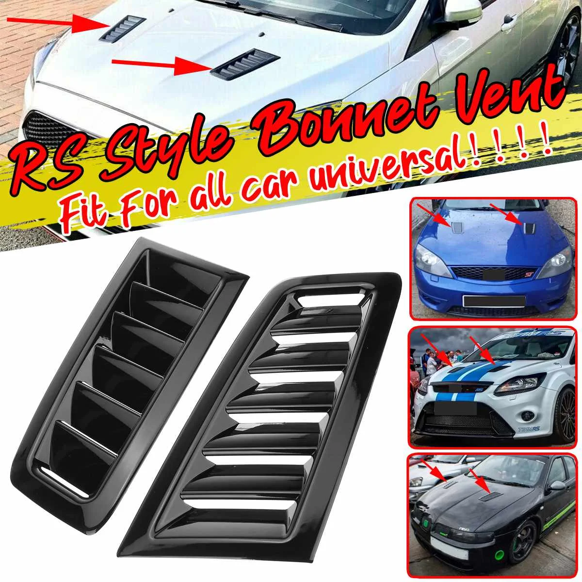 

RS Style Car Front Engine Hood Bonnet Vents Hood Air Outlet Universal For Ford Focus MK2 RS ST For Fiesta For Mondeo For Mustang