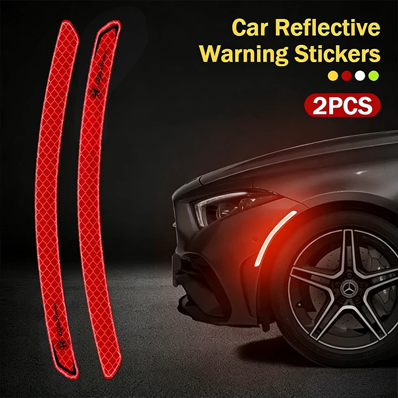 

Alfa Romeo Wheel Arches Reflective Sticker 24.5CM Safety Warning Tape 2Pcs Yellow Red Green Exterior