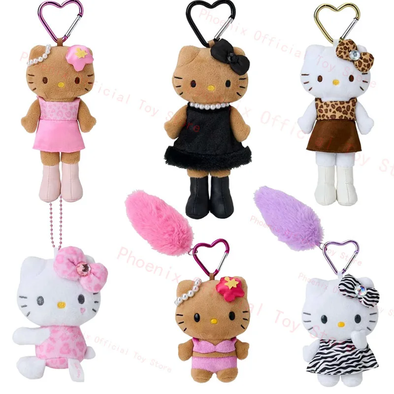 Hello Kitty lange benen socialite pluche sleutelhanger Sanrio KT kat zwarte huid luipaardprint gevulde rugzak tas hanger vrouw cadeau