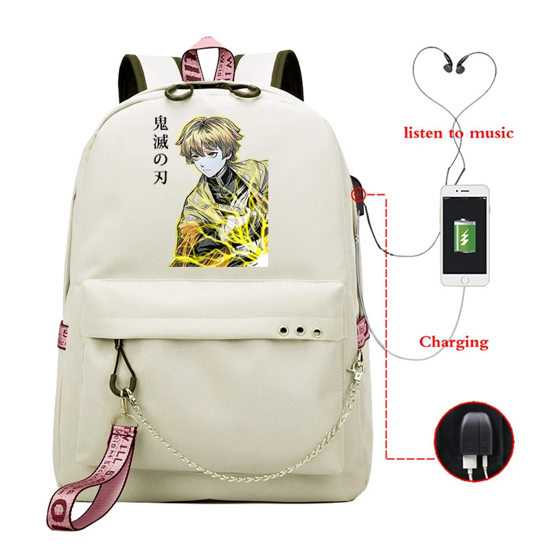 Demon Slayer Anime Travel Bags Korean Style School Bags Street Style Sutdent College Teenagers Demon Slayer Kawaii Canva Bag