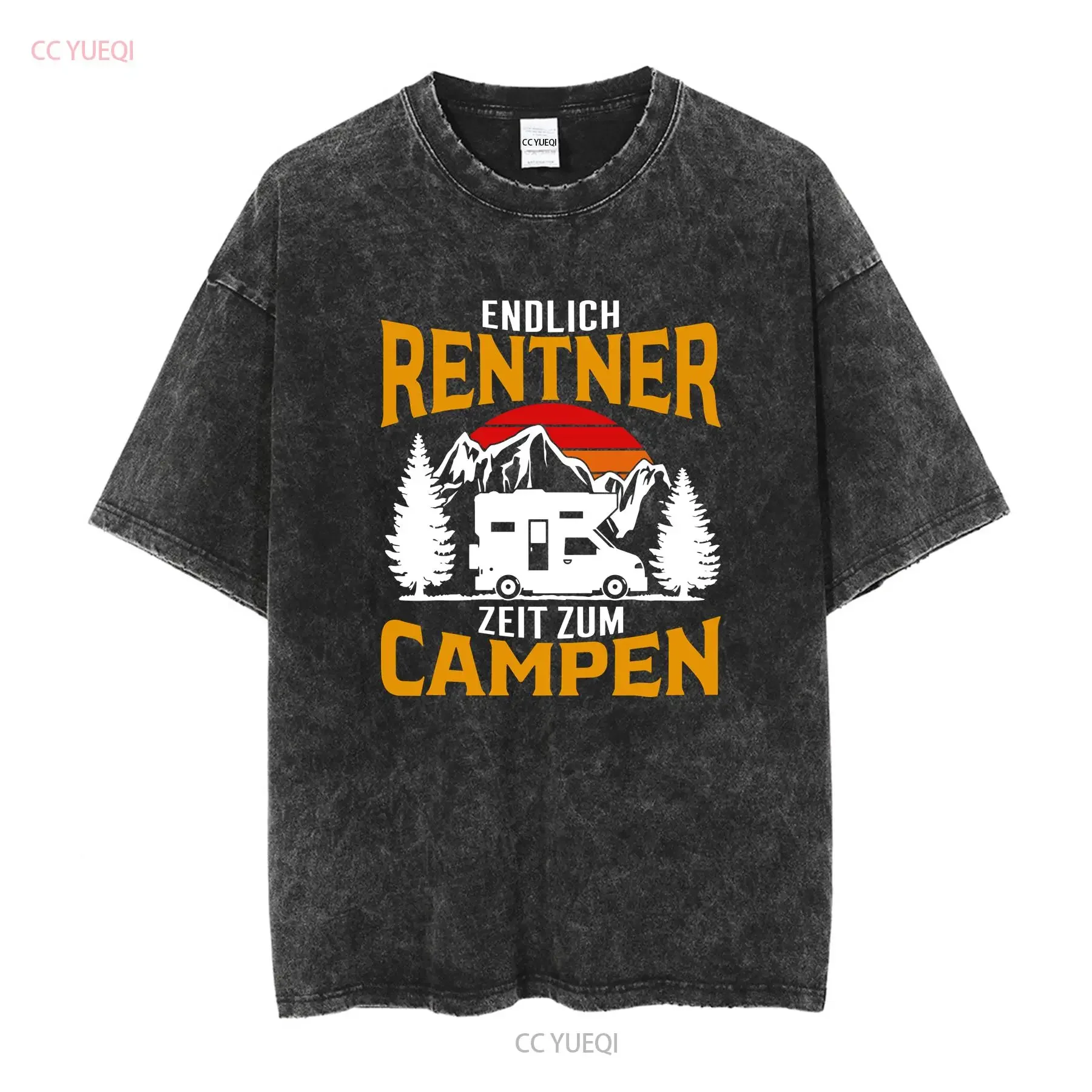 تي شيرت Rentner Geschenk Ruhestand للتخييم Wohnmobil Rente بأكمام طويلة أو قصيرة عتيقة مغسولة كاجوال موضة ممتدة