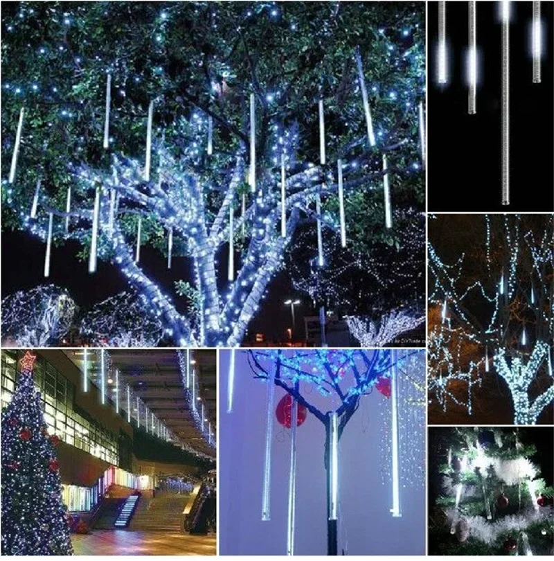 Imagem -02 - Led Meteor Shower Rain Street Guirlandas Luzes ao ar Livre do Jardim de Fadas Iluminação do Feriado do Casamento Decoração de Natal Tubos