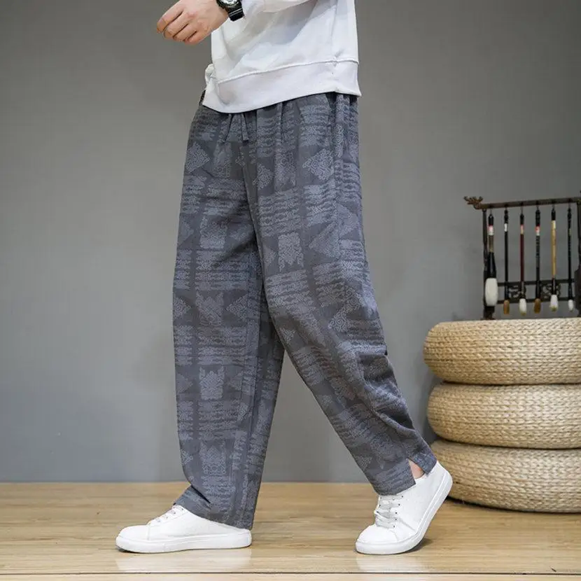 

2023 New Spring and Summer China-Chic Vintage Literature and Art Leisure Loose Straight Tube Versatile Chinese Men's Harun Pants