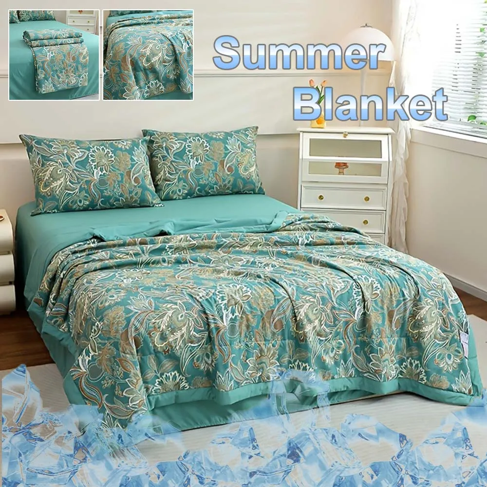 

Cool Feeling Summer Quilt Breathable Air Conditioner Blanket Lightweight Washable Smooth Cooling Comforter for Home Dorm Office