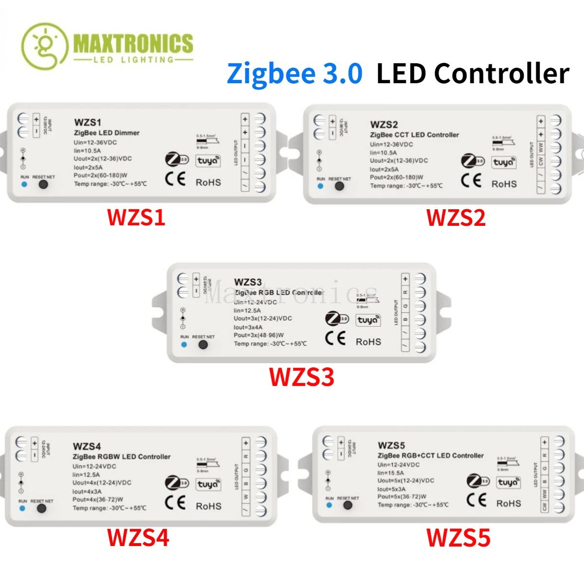 Zigbee 3.0 DC12-24-36V LED Controller WZS1/2/3/4/5 Voice /Google/Alexa control For Single Color CCT RGB RGBW RGB+CCT Led Strip