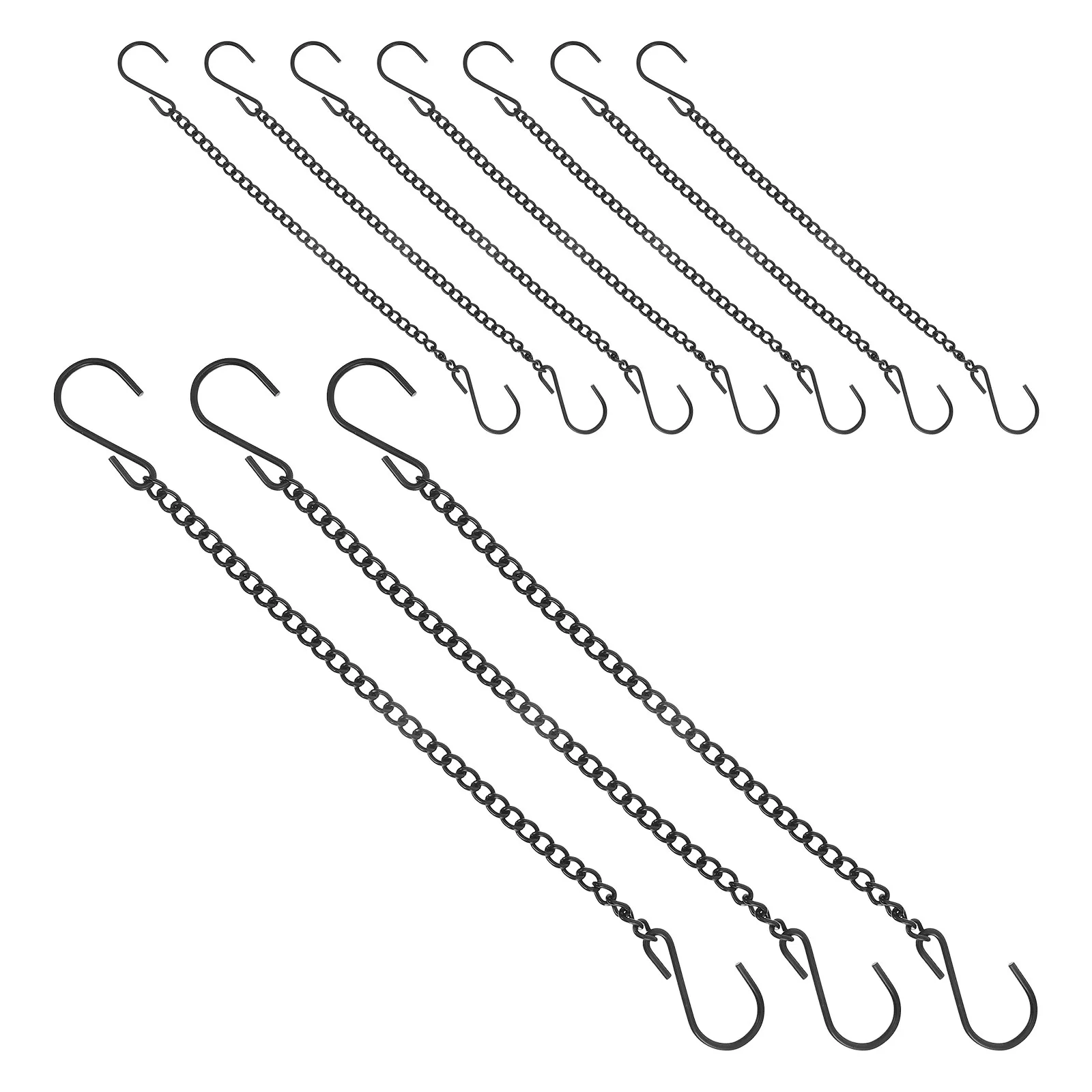 10 Peças Corrente de Metal Preta para Pendurar com Ganchos, Corrente de Ferro Reforçada para Exibição de Placas em Lojas, Cafés, Boutiques, Pôsteres e Uso Externo Resistente às Intempéries
