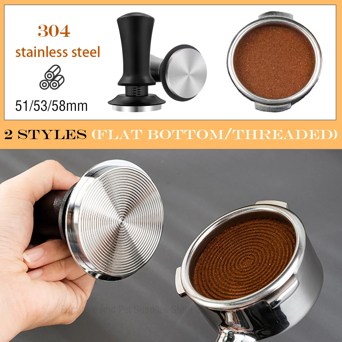 Coffee pot constant pressure 51MM 53MM 58MM calibration 30Lbs for espresso stainless steel accessories barista powder press