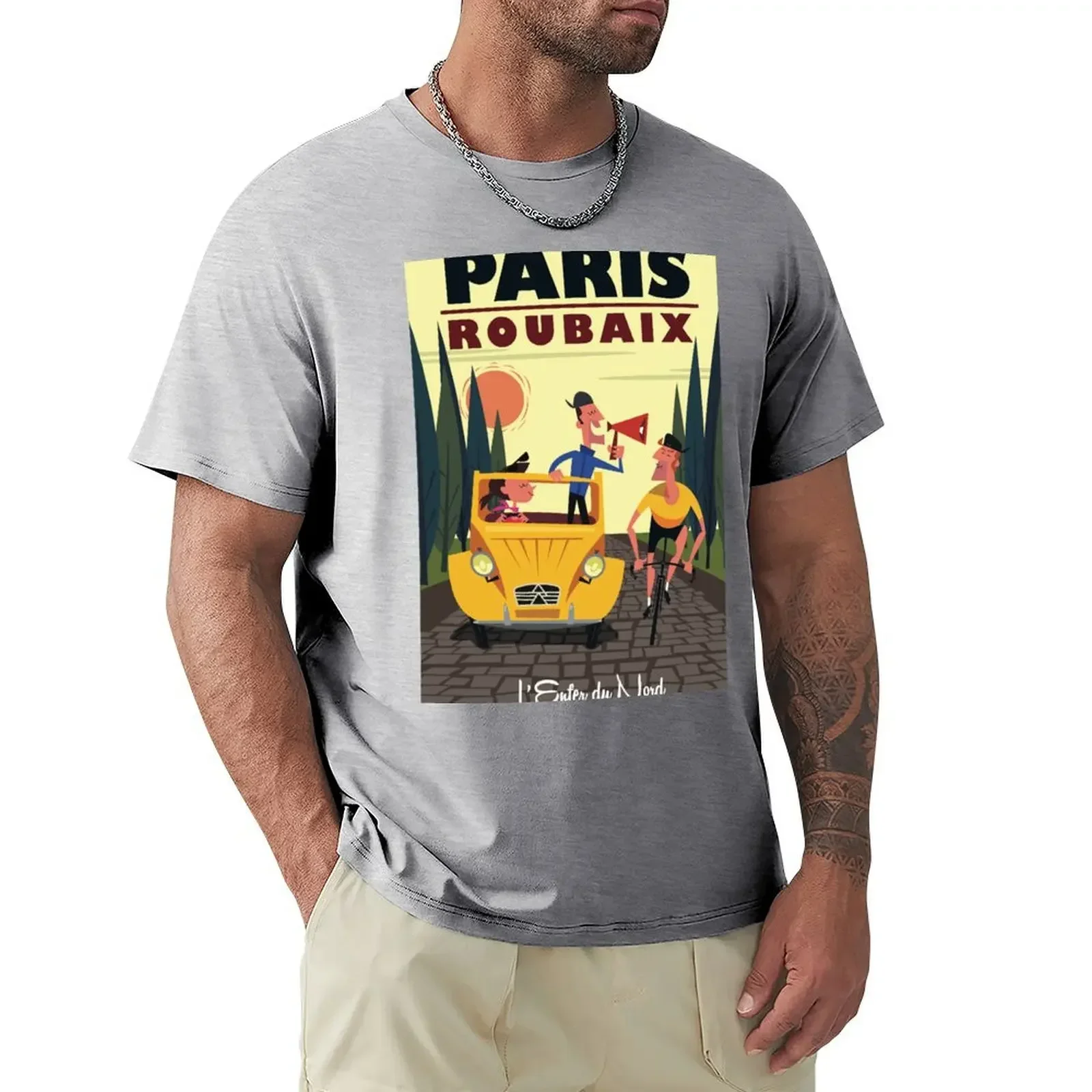 Paris-Roubaix poster T-shirt anime customizeds heavy weight t shirts for men