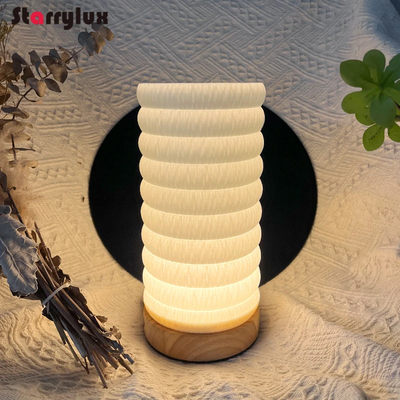 

Cream Style Rechargeable Table Lamp Nordic Creative Bedside Night Lights Romantic Ambient Light USB Charging