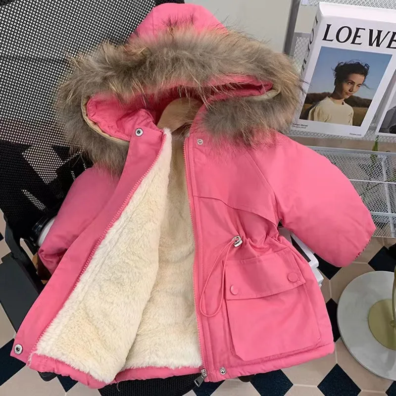 

Plush Children Parkas Overcomes 2024 New Winter Thickened Boy Cotton Coat Fashion Coat for Girl Kid Clothing Outerwear Girl Top