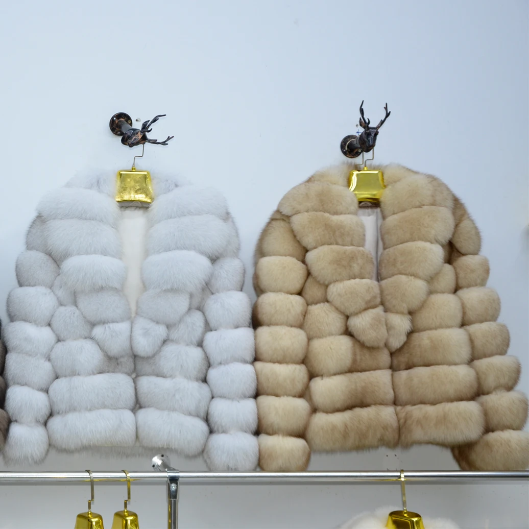 

winter women real fur coat fox fur jacket suit collar full pelt sable color