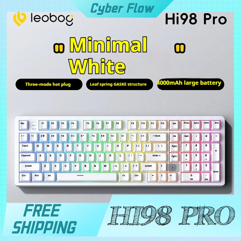 New LEOBOG Hi98Pro Mechanical Keyboard 3 Mode Aluminum Wireless Customized Gaming Keyboard Hot Swap Gasket Accessories Keyboards