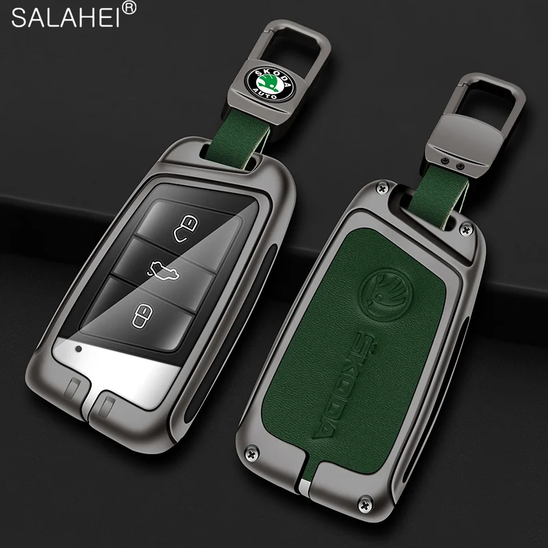 Zinc Alloy Car Smart Remote Key Case Bag Cover Holder Shell Fob For Skoda Superb A7 Karoq Kodiaq 2020 2021 Keychain Accessories - view 3