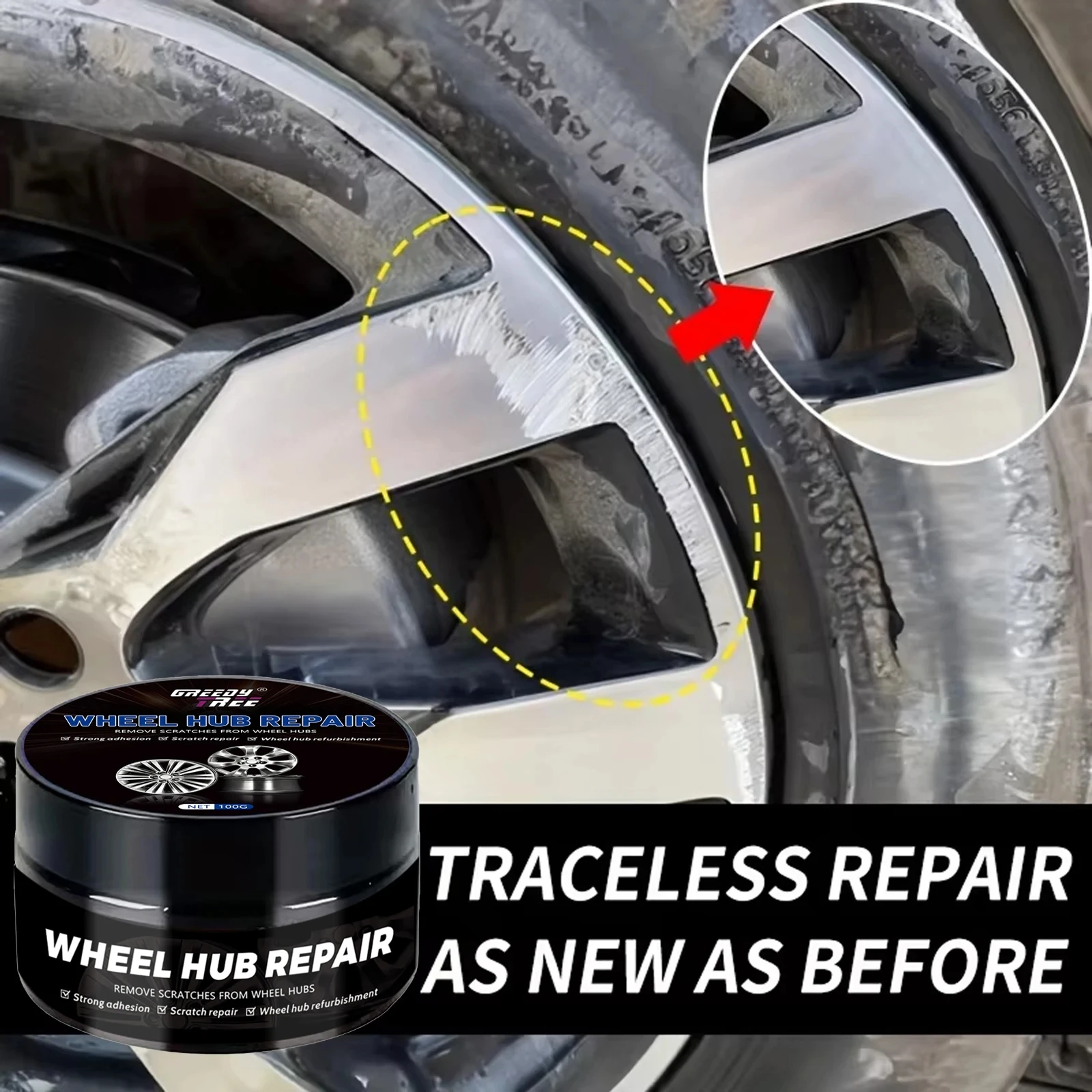

Universal Wheel Hub Repair Kit - Alloy Rim Scratch remover