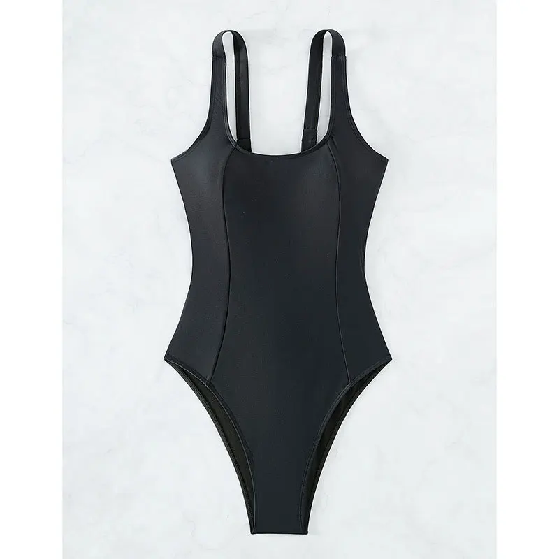 Traje de baño de talla s-xxl para mujer, bikini de una pieza con vendaje en la espalda negro, traje de baño de cintura alta, trajes de playa, bikini