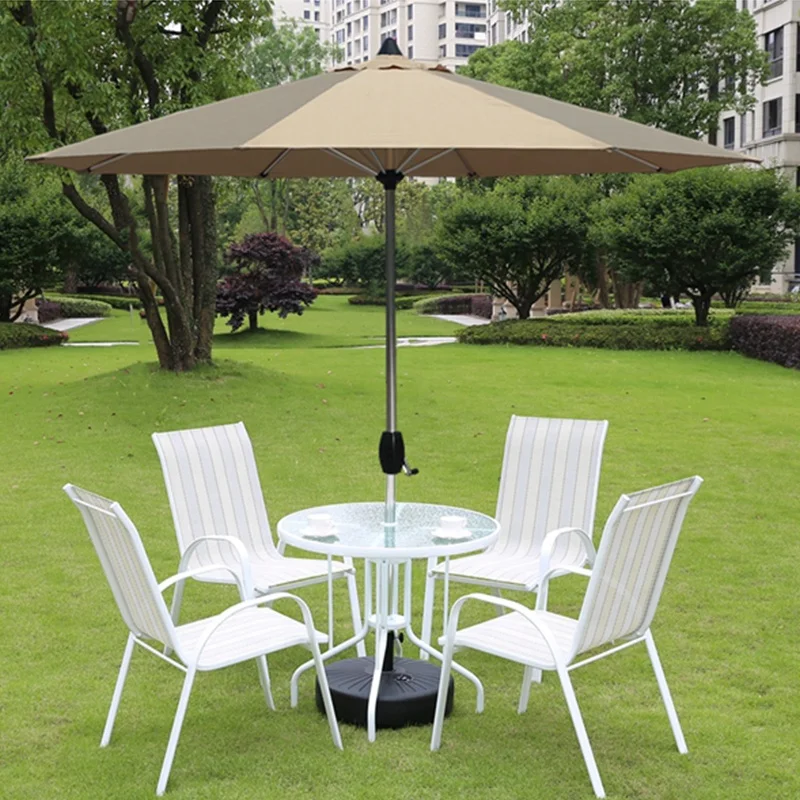 light weight aluminum material outdoor patio dining furniture garden chair table and umbrella parasol set