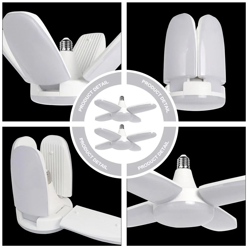 2pcs Folding Garage Light 4 Panel Adjustable For Warehouse Basement Ceiling Shop Garage Lights 4 Panel Industrial Lighting