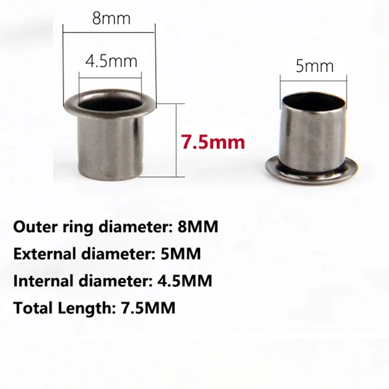 K-시스 아일렛 리벳 설치 수리 도구, 교체 7.5mm Kydex 시스 칼집 아일렛 버클 네일 핀, 100 개