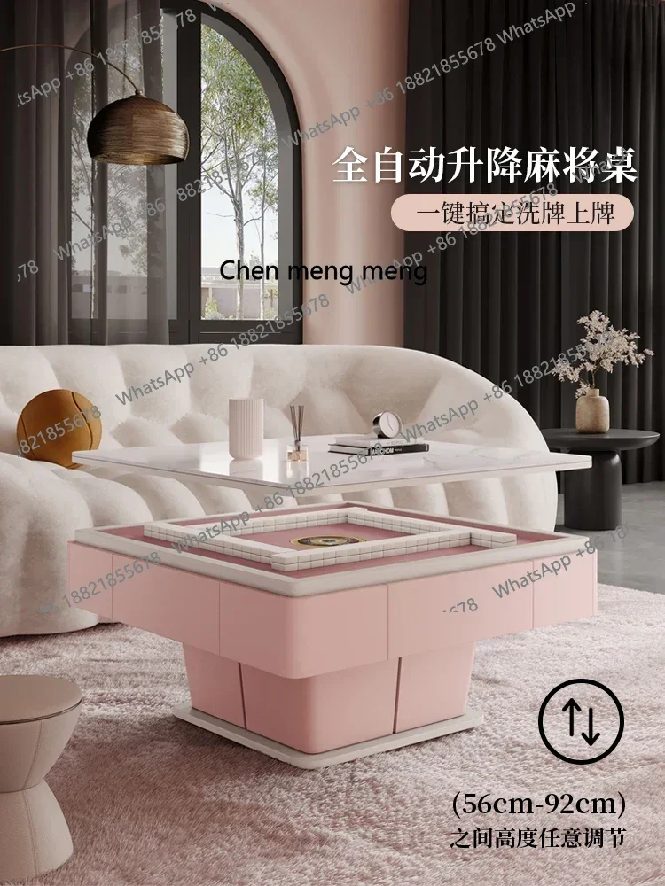 

P178 Lifting mahjong table and coffee table dual-use living room home multi-functional pink fully automatic mahjong machine