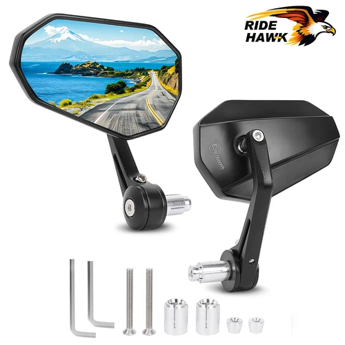 Espejos de extremo de barra de motocicleta E24 E-mark, espejos de motocicleta para Royal Enfield Classic 350 Interceptor Continental GT650 Scram 411