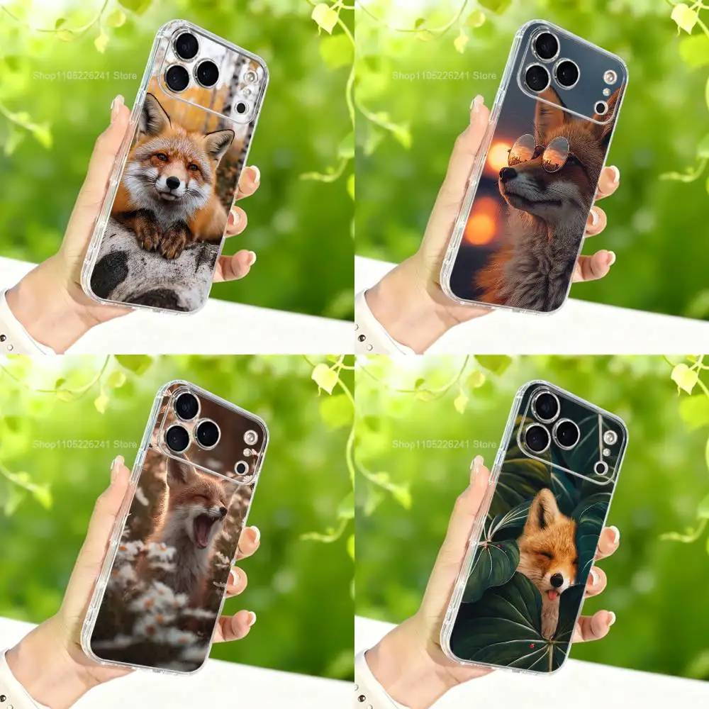 

Cute Animal Fox Case For iPhone 17,11,12,13,16,14,15,Pro,Max,Plus,X,XS,XR,SE,Mini Transparent Soft Silicone