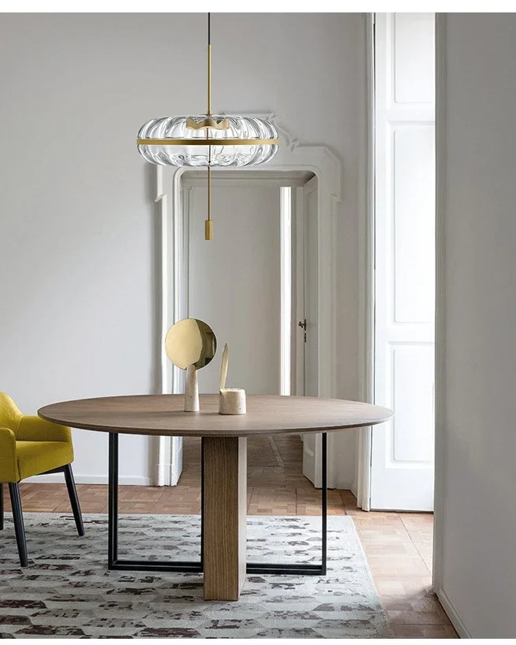 Post modern designer light luxury water ripple oval restaurant Nordic simple model room glass