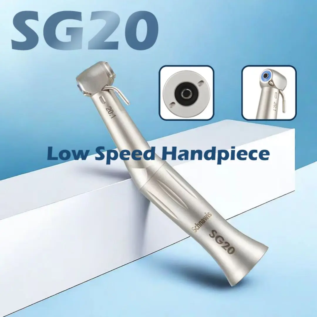 

SG20 contraangulo Dental Low Speed Handpiece 20:1 Reduction Implant Surgery Contra Angle Handpiece Air Turbine