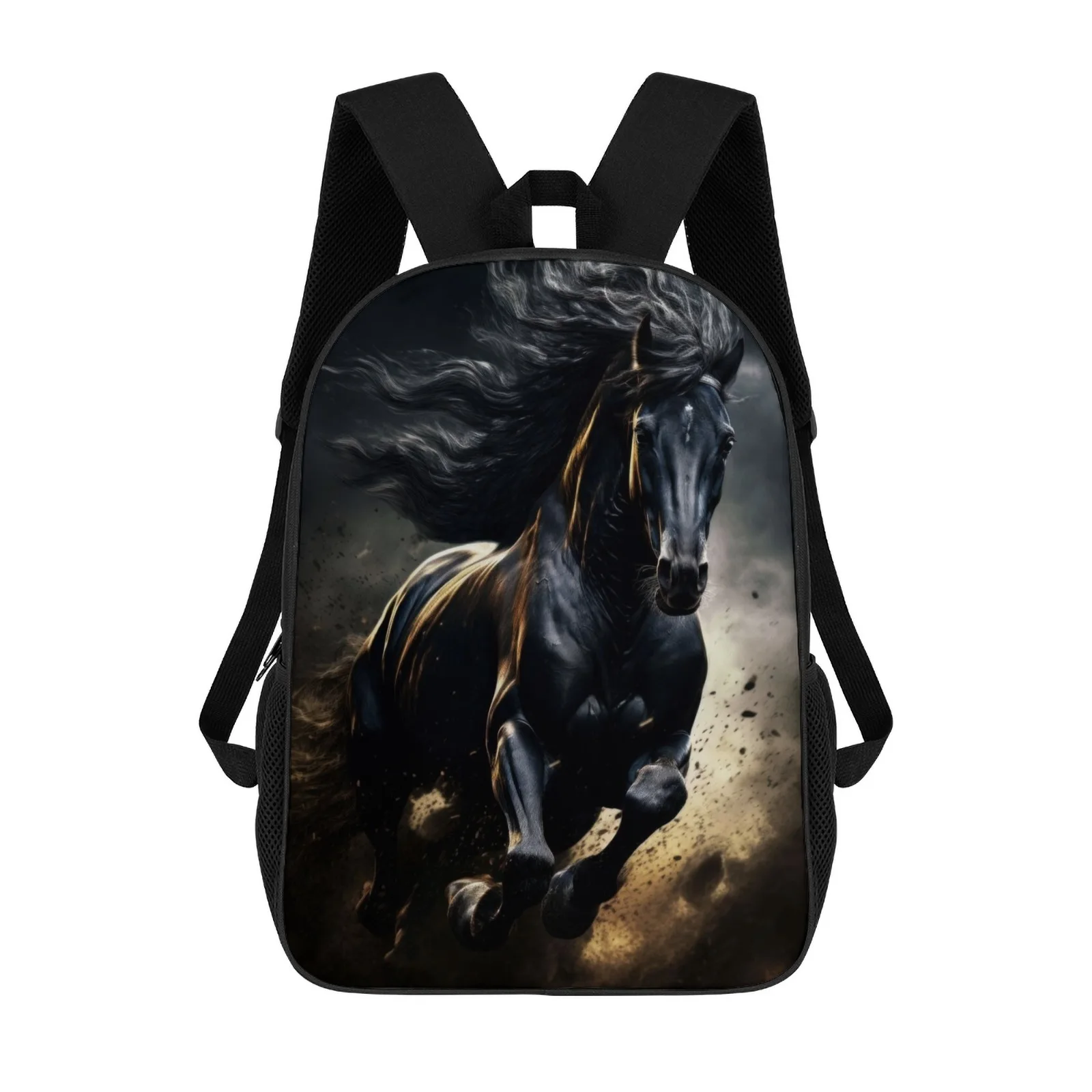 

black horse galloping Bolso 17 Inch School Backpack Mochilas Escolares Mochilas De Hombre School Bag Tags for Kids Bolsa