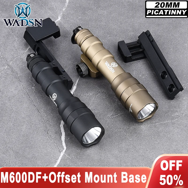 WADSN SF M600DF Flashlight 1400lumens White LED Light Metal Offset Mount Base Fit 20mm Picatinny Rail Hunting Weapon Scout Light