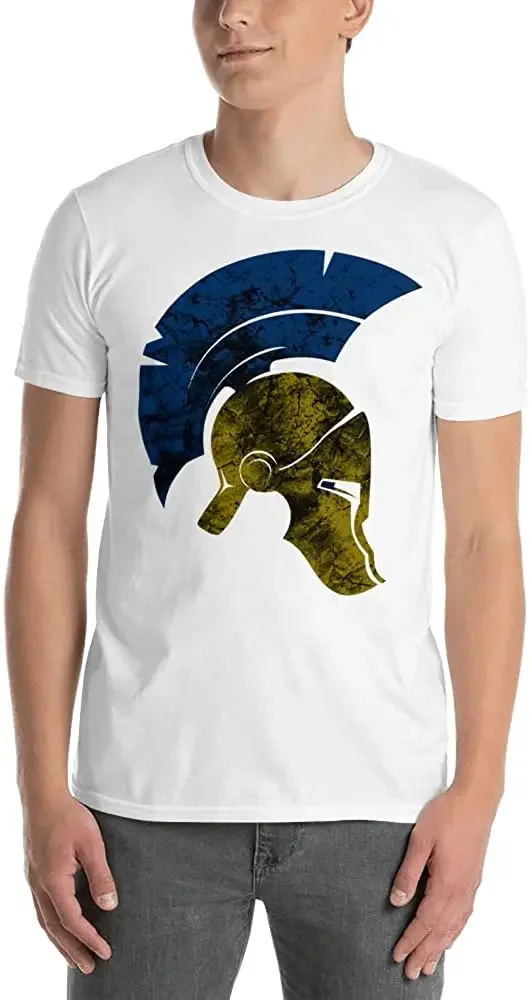 We Ready Sparta Helmet Vintage Ukraine Ukrainian Flag Pride Gift Short-Sleeve Men's 100% Cotton Casual T-shirts Loose Top S-3XL