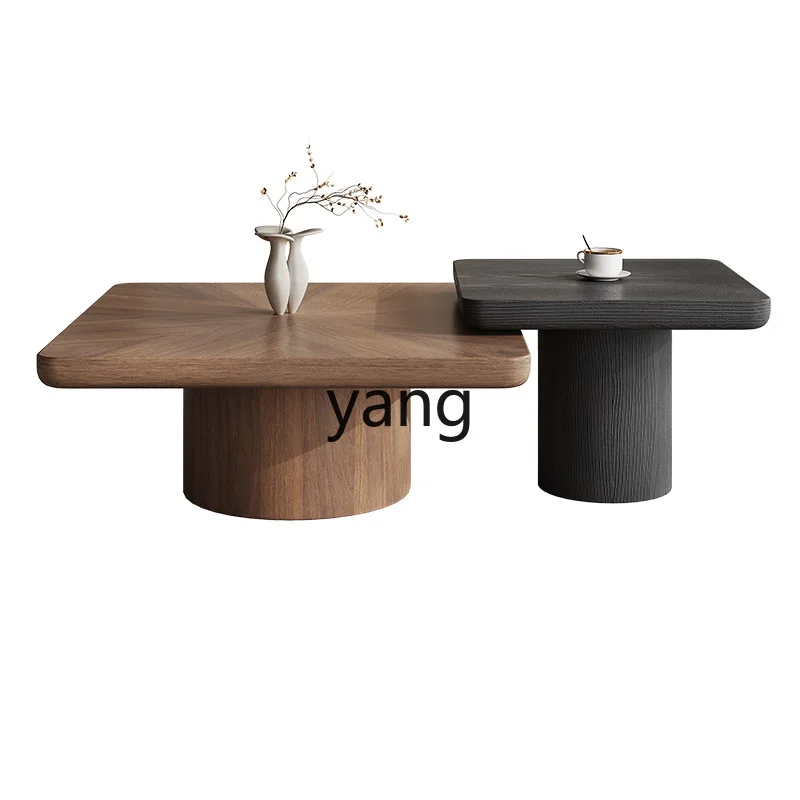 LMMretro style solid wood coffee table living room small apartment household walnut creative simple square