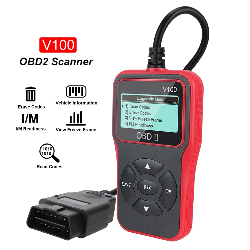 V100 Car Diagnostic Tools Digital Display OBD 2 Scanner Universal OBD2 Code Reader Ignition Tester Test Automotive Accessories