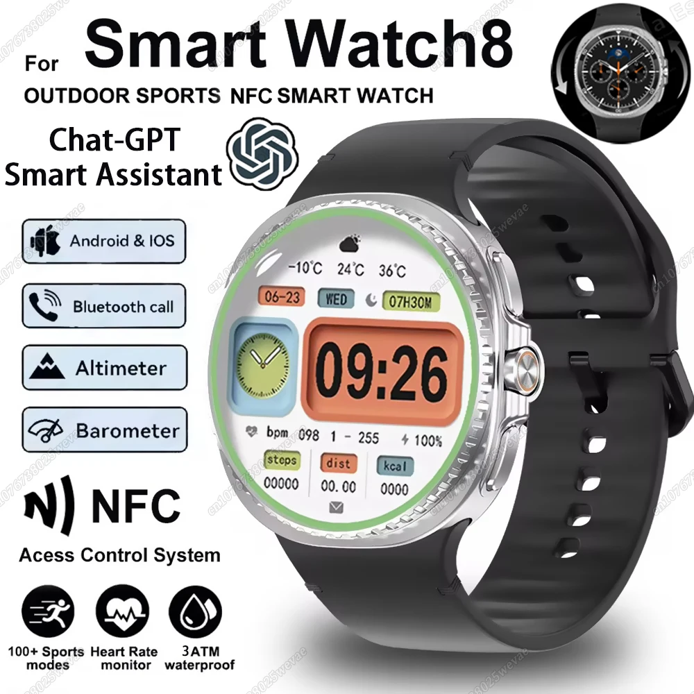 

Новые классические часы 8 Ultra Smart Watch 2025 Мужчины Женщины NFC AMOLED Bluetooth Вызов Мониторинг сердечного ритма и здоровья GPS Спортивные умные часы