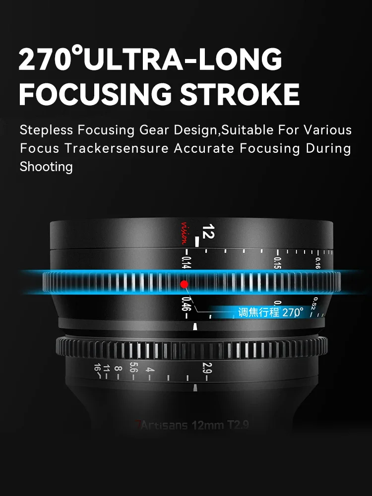 7artisans 12mm T2.9 APS-C 100° Ultra-Wide-Angle Cinema Lens For Sony E ZVE10 Micro 4/3 Fuji X X-T10 Nikon Z Leica TL CL Canon RF