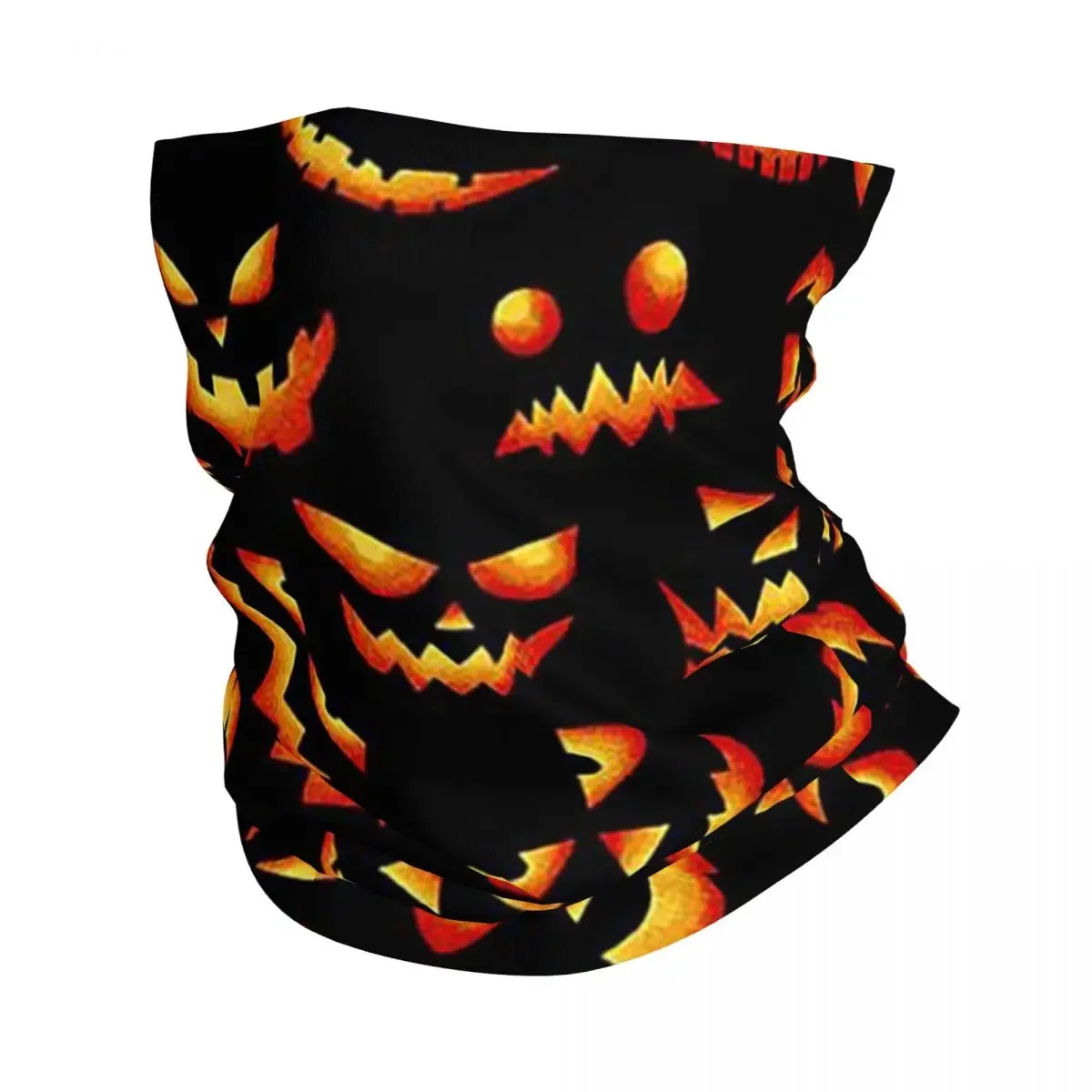 Ghost Pumpkin Halloween Bandana Neck Cover Printed Wrap Scarf Warm FaceMask Hiking Fishing Unisex Adult Breathable