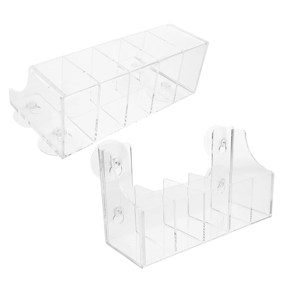 2 Stuks Zuignap Drank Rack Organizer Helder Acryl Koelkast Opslag Plank 5 Compartimenten Houdt Kruidenpotjes Olijfolie Flessen