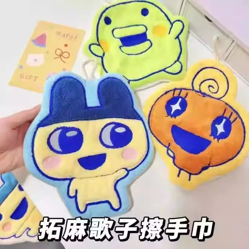 

Cartoon Anime Kawaii Tamagotchi Towel Hanging Type Embroidery Water Uptake Coral Fleece Wiping Cloth Shower Room Supplies
