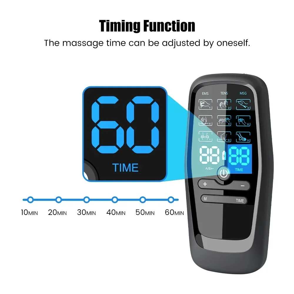 LCD Display Physiotherapy Massage EMS Equipment Tens Unit Stimulator Body Massager Myostimulator Muscle Pain Relief Massager