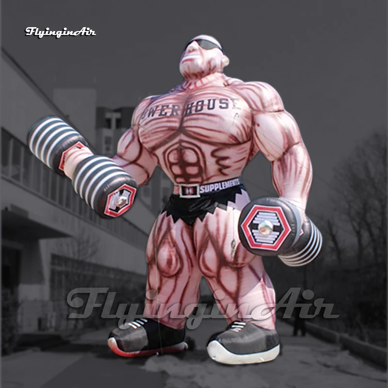 

Outdoor Advertising Inflatable Fitness Coach 3m/6m Giant Blow Up Muscular Man With Custom Printing For Gym Decoration