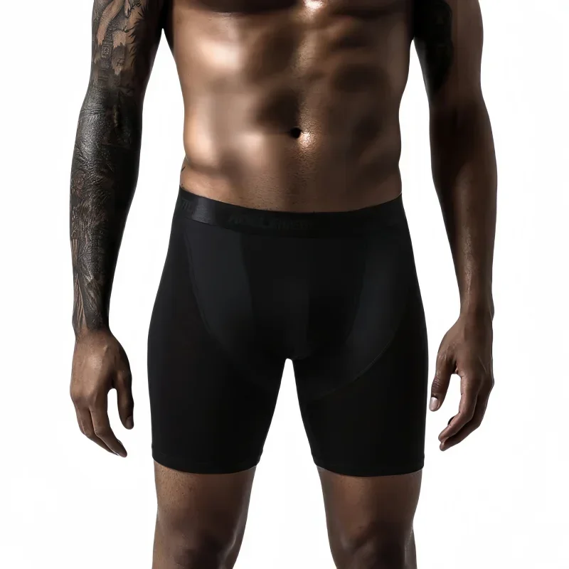 Sous-vêtements pour hommes, Boxer respirant à séchage rapide, longueur étendue, coupe slim, sous-vêtements de sport pour course à pied, Fitness, paquet de 2