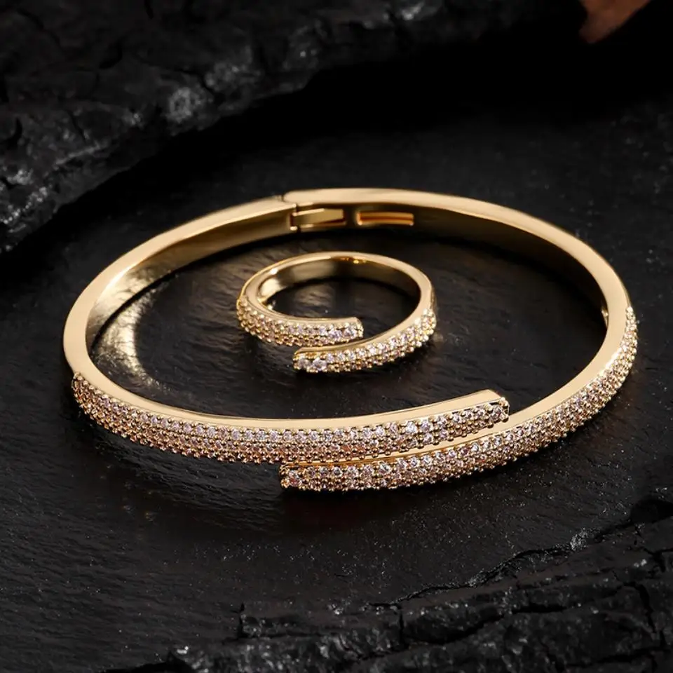 Women's Micro-set Zircon Ring Bracelet Two-piece Set