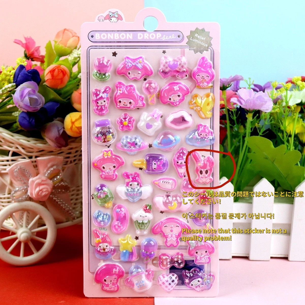 8 قطع KT Kuromi Melody الأصالة مضيئة ثلاثية الأبعاد الإغاثة ملصق مقاوم للماء محبوب ملصقات الزخرفية الكرتون الكريستال ملصق