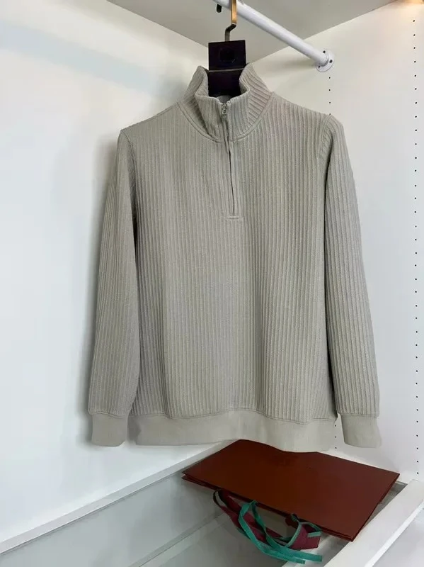 

LP 25AW stand neck half zipper long sleeve sweater casual knitted sweater