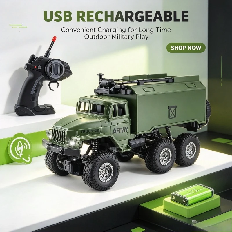 Kids Hobby Collection RC Truck, Four-way Remote Controlled Model, Shock Absorption & LED Light for Outdoor Scene Play