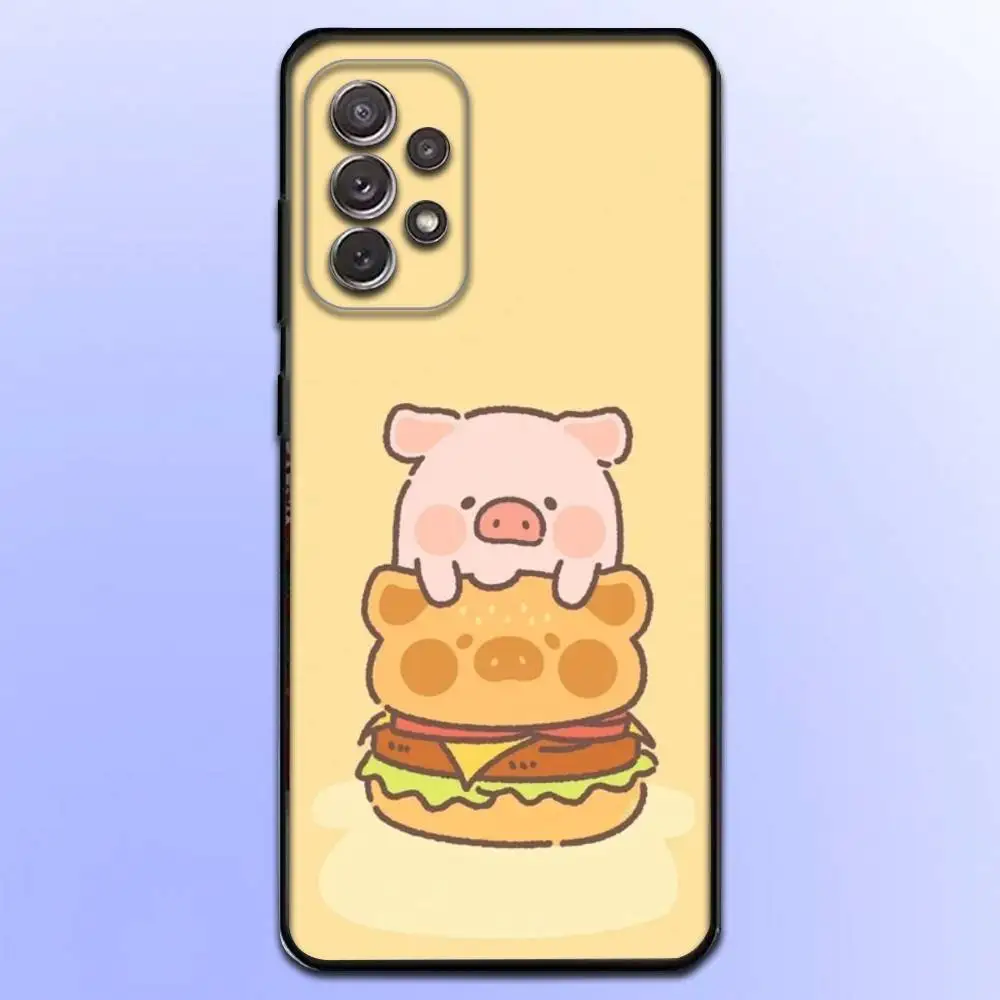 Cartoon L-LuLu Pig Phone Case  For Samsung S25,S24,S21,S22,S23,S30,Ultra,S20,Plus,Fe,Lite,Note,10,9,5G Black Cover