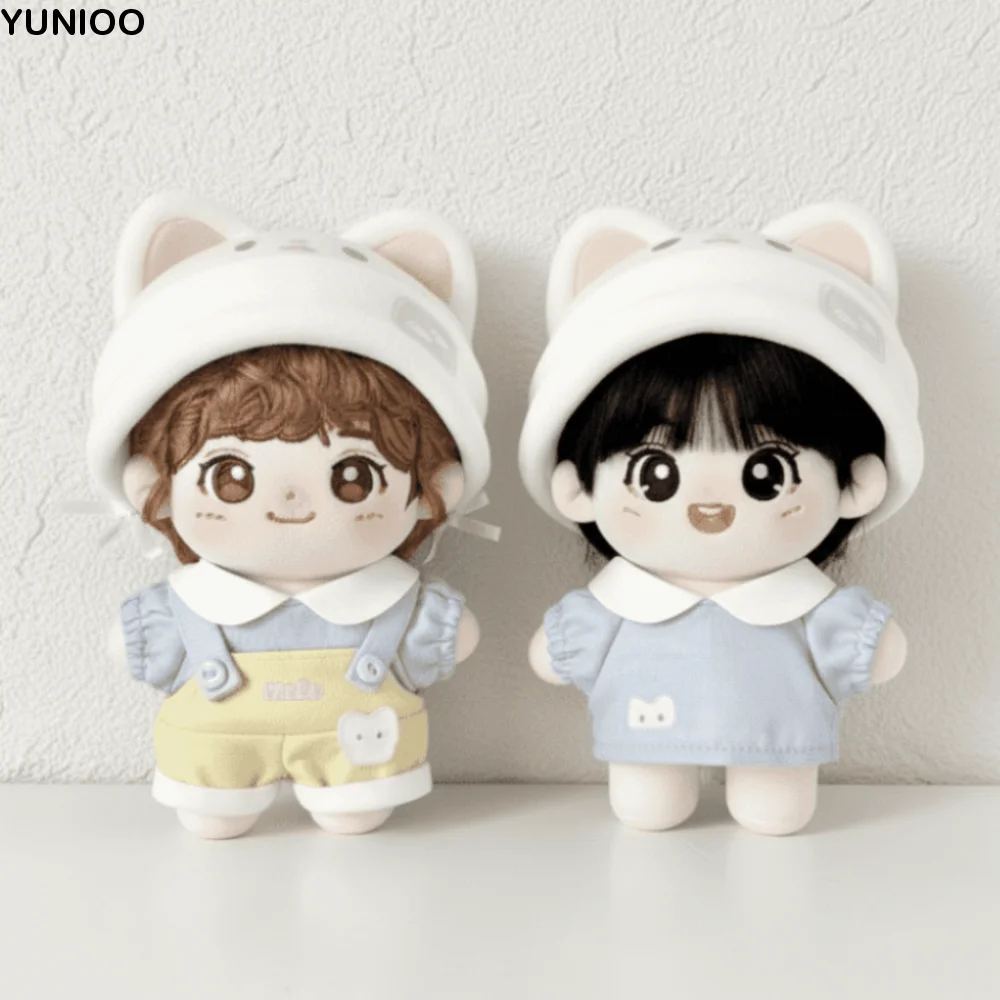 

1 set Cat Hat 10cm Cotton Doll Clothes Strap Pants Mini Doll Clothes Outfit Cute Creative Doll Dress Up Set Doll Accessories